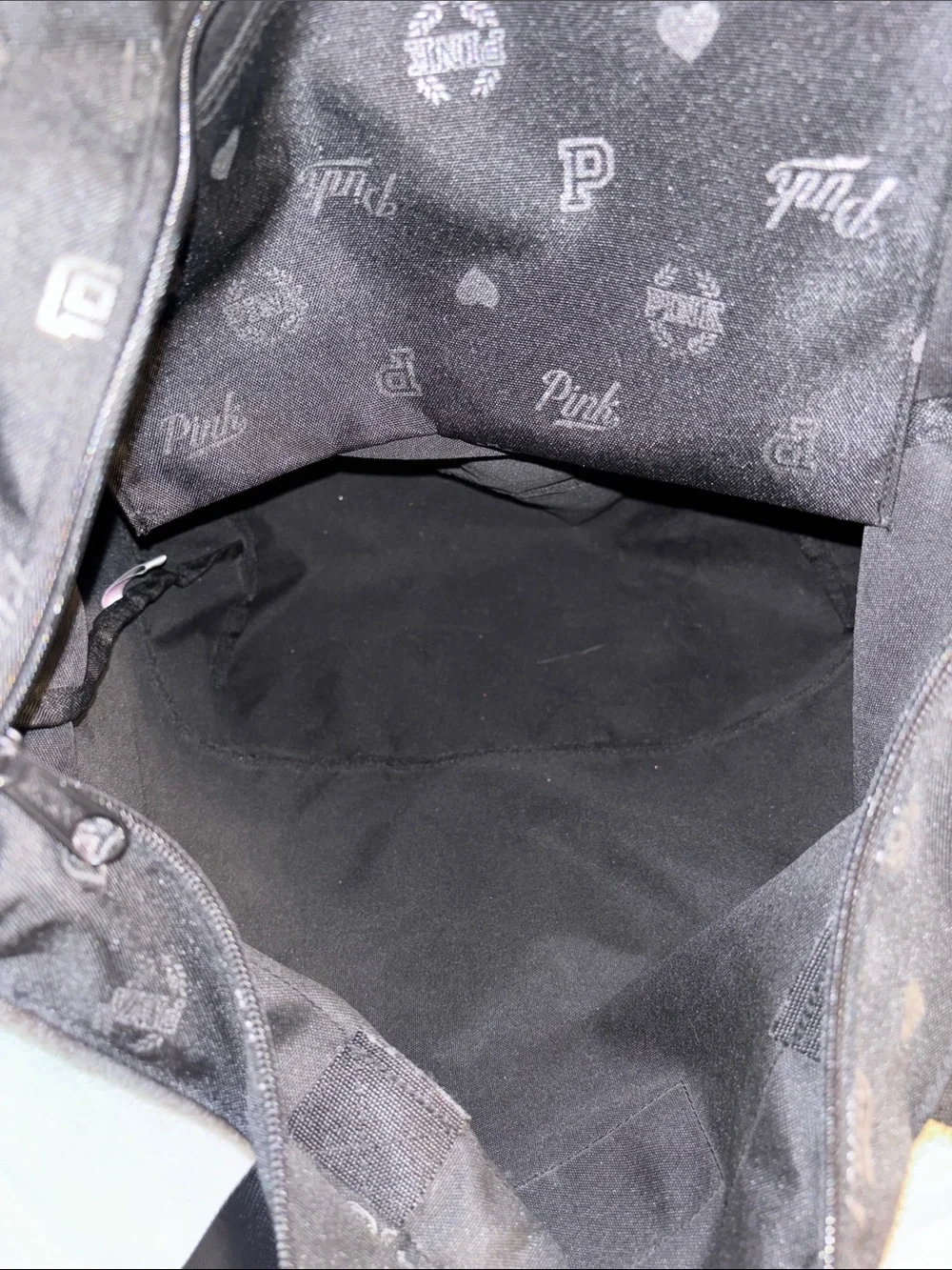 PINK Victoria's Secret Black Tote with Pink & Silver Logo Accents